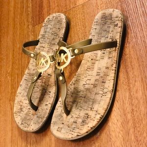 MK charm Jelly Flip Flops